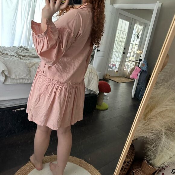Free People Women’s Extra Small Pink Drop Waist Shirt Dress - Picture 4 of 8